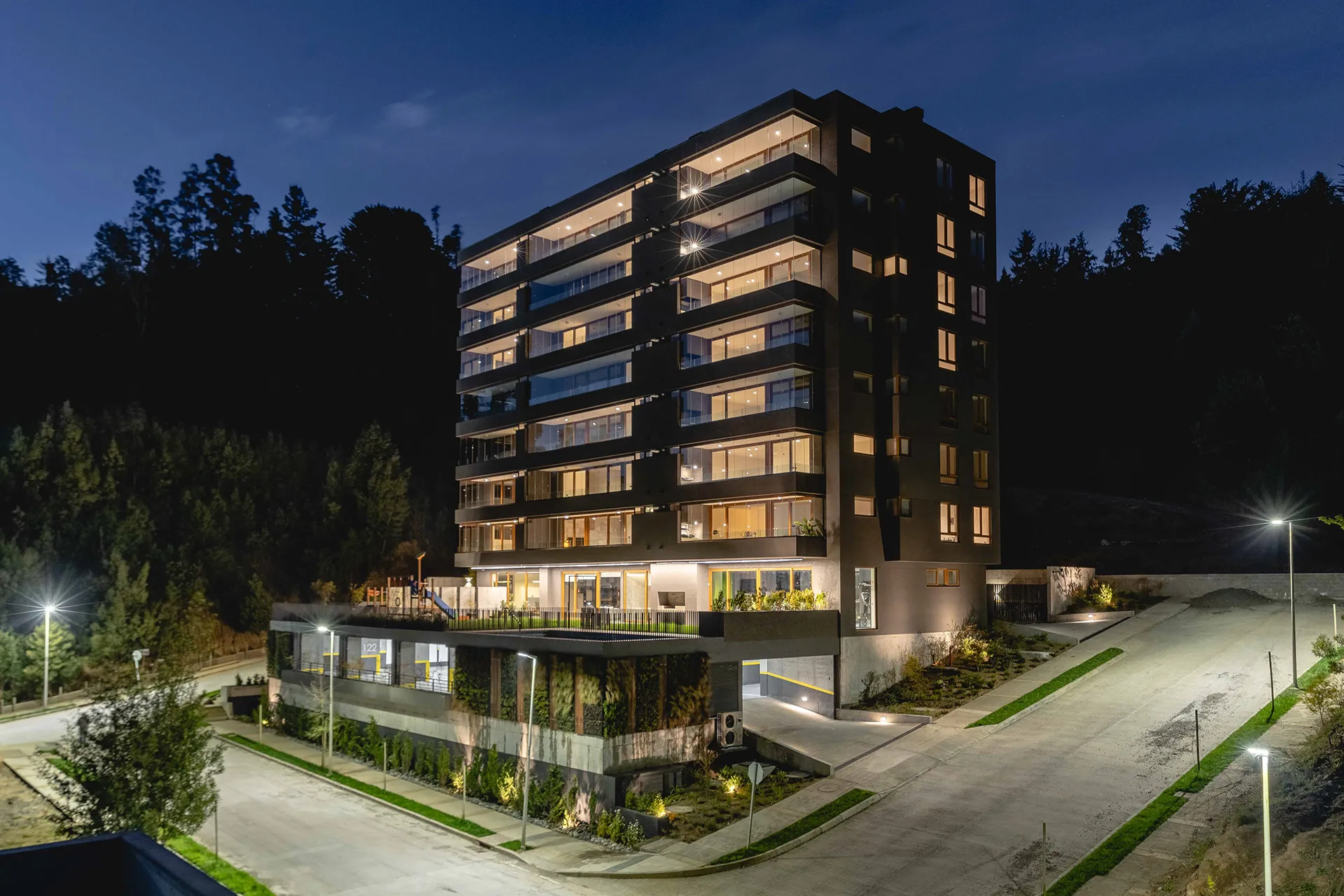 Edificio Q y Hotel Salto del Laja · Interiorismo — Edificio Q (Quinta Junge) + Hotel Salto del Laja